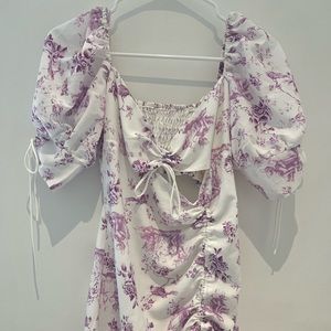 For Love Bell White and Purple Floral Dress